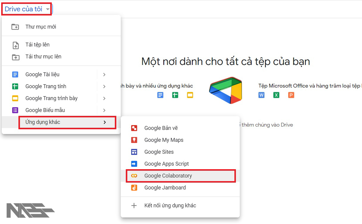 Tạo notetbook mới từ Google Drive